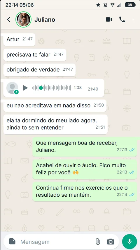 Print de WhatsApp — feedback de aluno