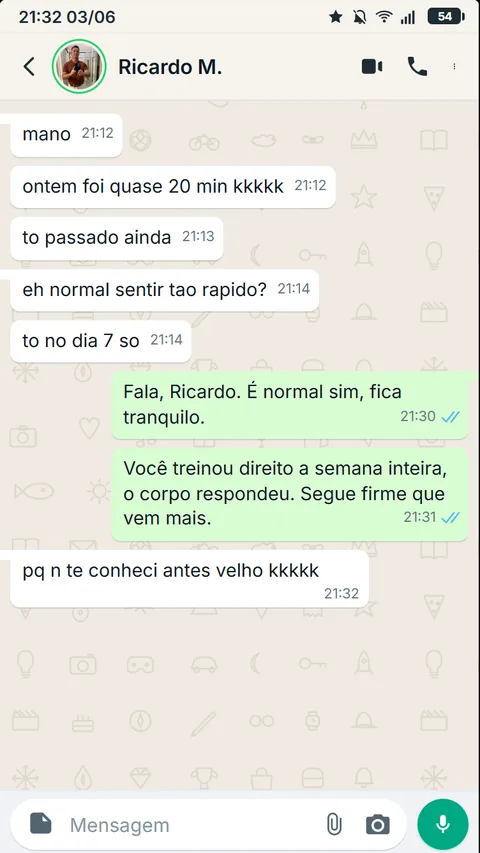 Print de WhatsApp — feedback de aluno